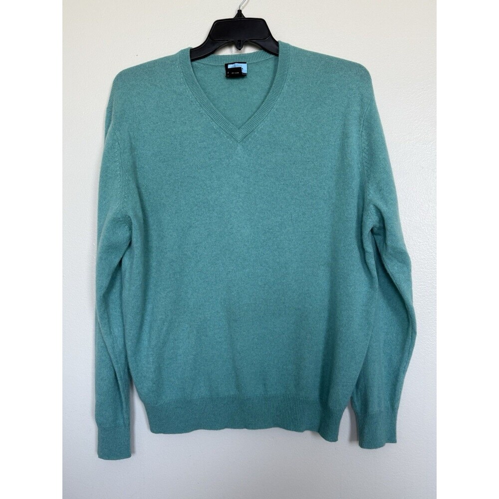 Jos A Banks Travelers Collection Men’s Sz L Aqua Blue Cashmere Sweater